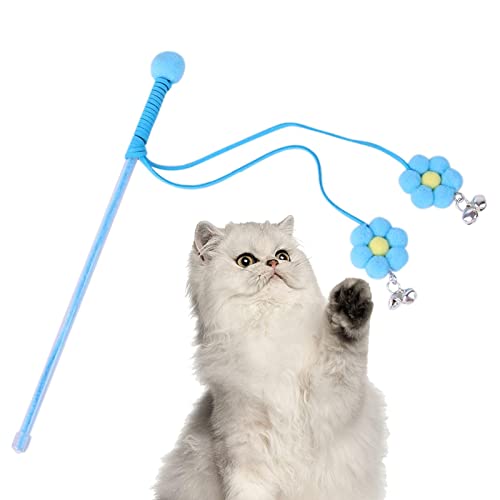 Lustiger Katzenstock, interaktives Katzenspielzeug, Kätzchen-Plüschblumen-Teaser mit Glocke, niedliches Katzenspielzeug für Kätzchen, die spielen von FOCCAR