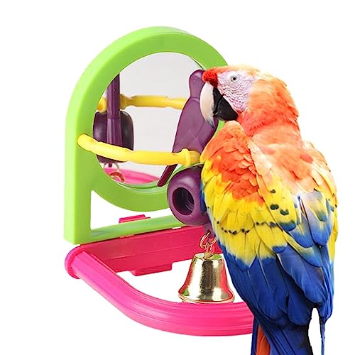 Spiegelspielzeug für Vögel, interaktiver Vogelspiegel mit Sitzstange, Vogelspielzeug, Schaukel, Vogelspiegel für Käfig, bequeme Sitzstange für Graupapageien, Amazonen, Sittich, Nymphensittiche, von FOCCAR
