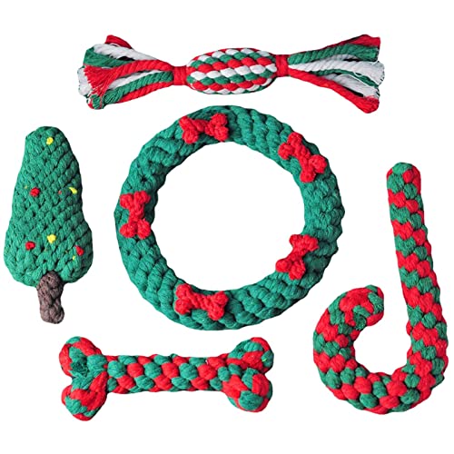 Weihnachtliches Kauspielzeug für Hunde – Baumwollseil Hund Kauspielzeug – Zuckerstange Hundeknochen Spielzeug Set für Hunde, Welpen, alle Rassen, Hundeliebhaber, Freunde, Eltern Lear-au von FOCCAR