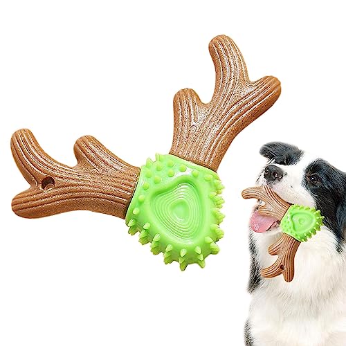 Welpen-Kauspielzeug zum Zahnen | 2-in-1 Geweih-Form Hunde-Kauspielzeug – interaktiv für Langeweile, Bereicherungsutensilien für kleine, mittelgroße und große Hundespielzeuge Foccar von FOCCAR