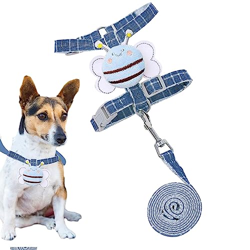 Welpengeschirr für kleine Hunde – Kleines Hundegeschirr und Leine, einfache Kontrolle, niedliches Cartoon-Design, atmungsaktiv, robustes Hundegeschirr und Leinenset Foccar von FOCCAR