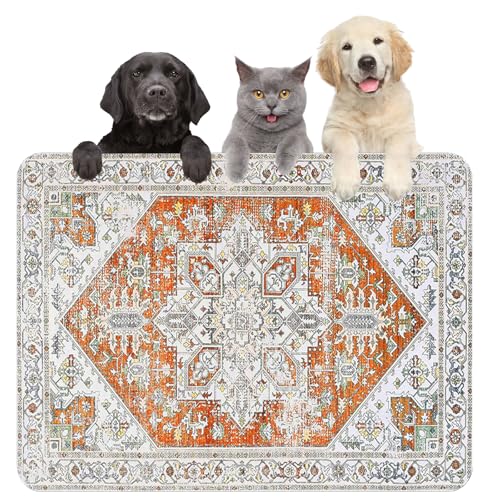 Große Hundefuttermatten für Böden, saugfähige Hundenapfmatte für Futter- und Wasserspendermatte, schnell trocknende Katzenfuttermatte, Haustierbedarf (helles Vintage, 36 x 17 cm) von FODYNE