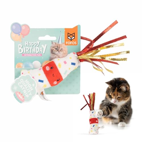 FOFOS Katzenspielzeug, Catnip, mehrfarbiges strukturiertes Spielzeug, Katzenzubehör, superweiche Stoffe, Spielzeug für Kätzchen (Geburtstagsgetränk) von FOFOS