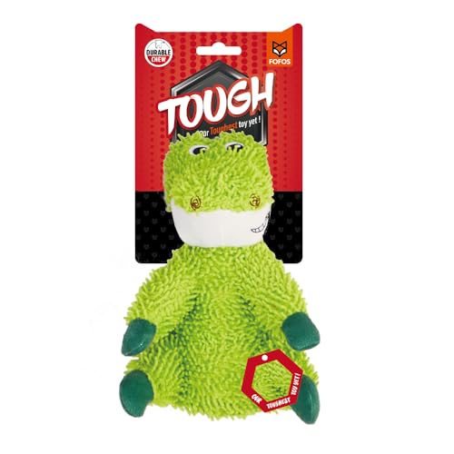 FOFOS Plüschtier für Hunde, mit Rassel innen, verstärkter Stoff, maschinenwaschbar, Spielzeug zur Zahnreinigung für kleine und mittelgroße Hunde (5-20 kg) (Dinosaurier) von FOFOS