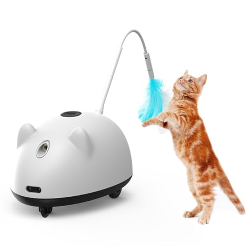 FOGARI Katzenspielzeug Selbstbeschäftigung, Interaktives Spielzeug für Katzen mit Federn, katzenspielzeug elektrisch, Bewegungsaktiviertes Wiederaufladbares Automatisches Katzen Laser Spielzeug von FOGARI