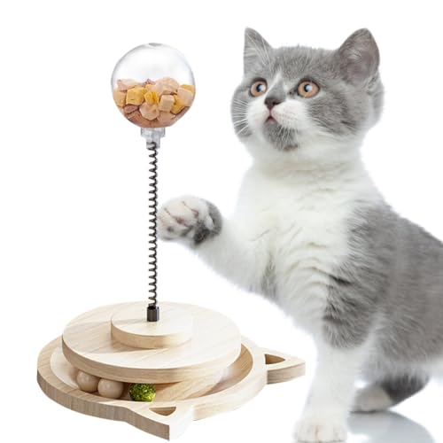FOGARI Interaktives Katzenspielzeug - Zweilagige Kreis-Kugelbahn mit Leckerliball, Kinderleichte Montage - Ideal für Hauskatzen von FOGARI