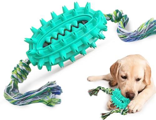 FOIHHS 2-stücke Zahnreinigung, Undichte Und Schleifende Hundezahnbürste Haustierspielzeug TPR Mit Seilkaktusball, Bissfeste Hundespielzeugkugel 13cm von FOIHHS