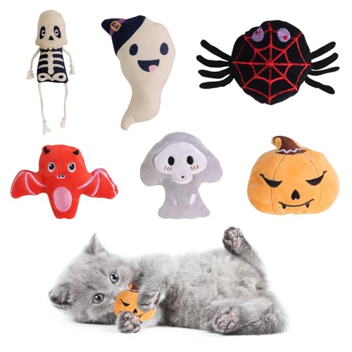 FOIMAS Halloween-Katzenminze-Spielzeug, Kürbis-Geist, Katzenminze, Spielzeug, Kaubeißen, Plüschspielzeug für Katzen, interaktiv, 6 Stück FOIMAS Halloween-Katzenminze-Spielzeug, Kürbis-Geist, Katzenminze, Spielzeug, Kaubeißen, Plüschspielzeug für Katzen, interaktiv, 6 Stück von FOIMAS