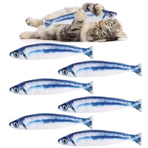 Foimas Katzenminze, Saury Fish Spielzeug, 6 Stück, zum Beißen von Katzen, Plüschspielzeug für Haustiere, Katzenliebhaber, Stressabbau, Geschenke, Zahnen, Kauen, drinnen und draußen Foimas Katzenminze, Saury Fish Spielzeug, 6 Stück, zum Beißen von Katzen, Plüschspielzeug für Haustiere, Katzenliebhaber, Stressabbau, Geschenke, Zahnen, Kauen, drinnen und draußen von FOKICOS