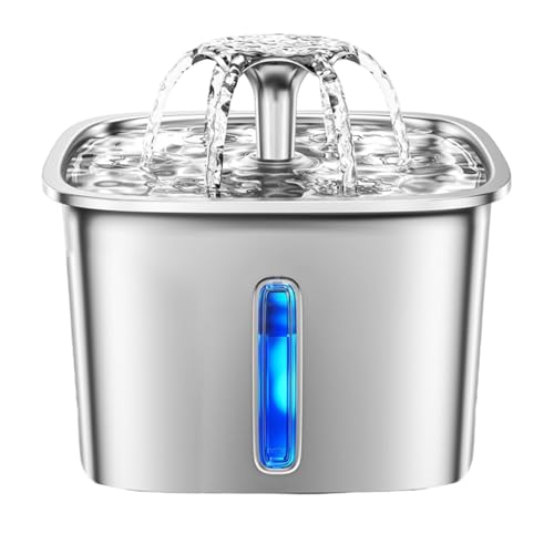 88 Unzen Katzen Brunnen Mit Wasserfilterung Für Hundekatzen Automatische Blütenhütte Wasserbrunnen Recirculed Spender Edelstahl Stahl von FOLODA