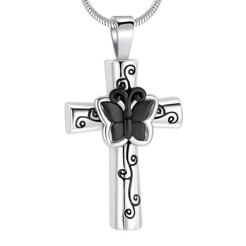 FOLODA Geschnitzte Schmetterling Asche Medaillon Memorial Schmuck Bremung Box Casual Wear Schatullen Schallkämpfer Schmuck Schmuck Halskette Edelstahl Haustier Asche Halskette von FOLODA