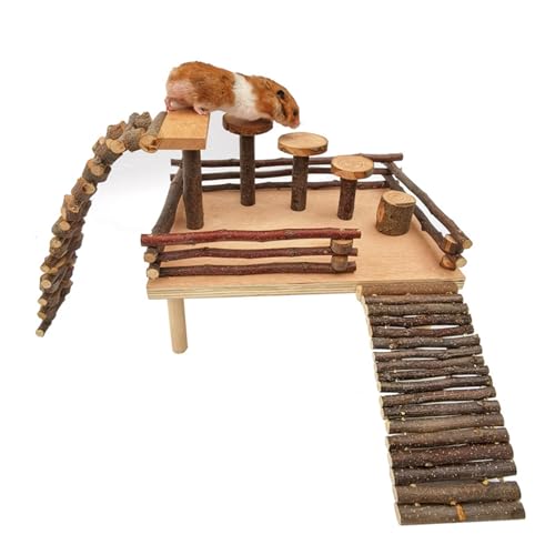 FOLODA Hamsterkäfig Leiter Spielzeug für kleine Haustiere Holz Plattform Eichhörnchen Käfig Spielzeug Zubehör Kleintier Kletterspielzeug Hamster Spielzeug Haus von FOLODA