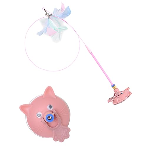 FOLODA Haustierspielzeug Elastizierstahl Teaser Zauberstab Sicherer Saugbecher Basis Für Innenjagd Und Agilities Training Interactive Pet Toy Mit Saugbecher von FOLODA