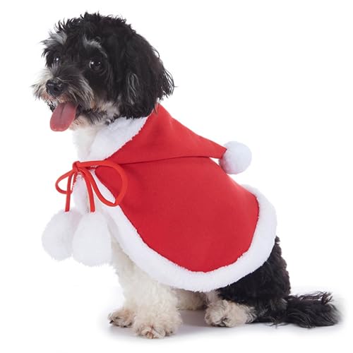 FOLODA Katze Hund Lustiges Santa Cosplay Pelziges Kostüm Weicher Bequemer Umhang Kostümzubehör Anziehzubehör Weihnachten Haustierkleidung von FOLODA