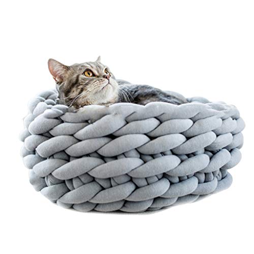 FOLODA Strick-Baumwoll-Katzenbett, warm, weich, für kleine Hundehütten, abnehmbar von FOLODA