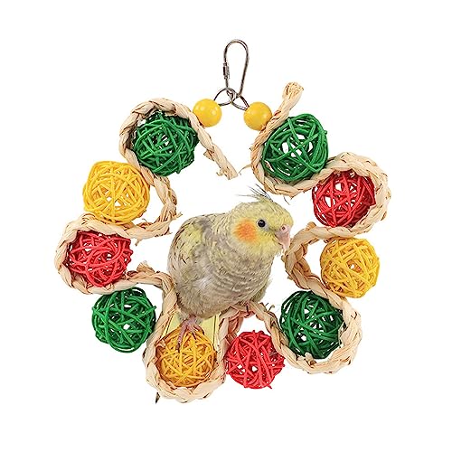 Kleintier-Kauspielzeug für Vögel, Papageien, buntes Kauspielzeug, Stroh, Rattan, zum Kauen, Zähneknirschen, Schaukelstange Kleintier-Kauspielzeug für Vögel, Papageien, buntes Kauspielzeug, Stroh, Rattan, zum Kauen, Zähneknirschen, Schaukelstange von FOLODA