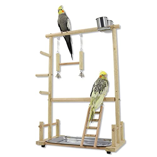 FOLODA Lovebird Papageienkäfig Sitzstange Ständer Brücke Große Schaukel Klettern Holz Trainingsleiter Spielzeug für Vogel Vogel Sitzstange Ständer für Nymphensittiche von FOLODA