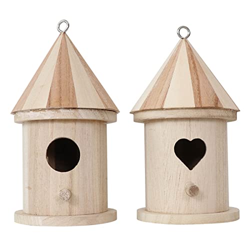 Vogelhaus aus Massivholz, wetterfest, schönes Vogelnest mit Sitzstangen für kleine Vögel, Vogelhaus aus Holz mit Sitzstange, 2 Stück von FOLODA