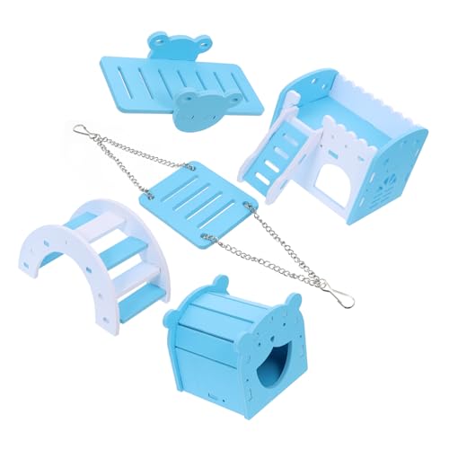 FOMIYES Lustiges Spielzeug Für Hamster Meerschweinchen Und Kleintiere Holznest Villa Kletterleiter Schaukel Und Set von FOMIYES
