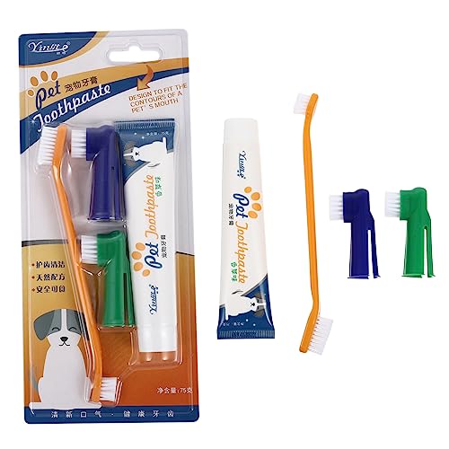 FOMIYES 1 Satz Zahnpasta-Set für Haustiere Dog Toothpaste Hund zahnpasta Hundezahnpflege-Accessoires Tierhandlung Zahnbürsten-Set Reinigungskit Haustierzubehör Reinigungsbürste Nylonseide von FOMIYES