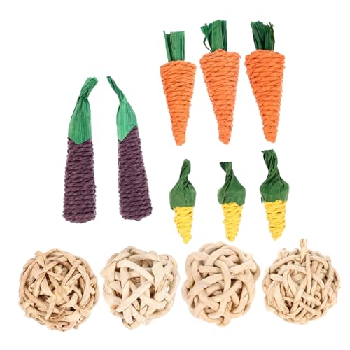 FOMIYES 12stücke Teiliges Hamster Spielzeug Molar Spielzeug Für Kleintiere Für Kaninchen Und Meerschweinchen Mit Karotten Mais Und Auberginen-Design Langeweile Und Schützt Möbel von FOMIYES