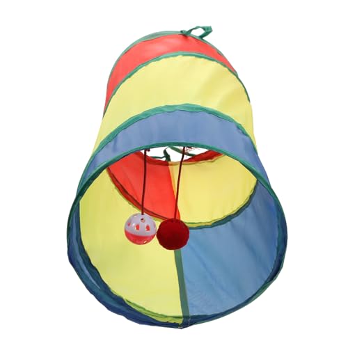 FOMIYES Katzentunnel Für Hauskatzen Interaktiver Katzentunnel Im Regenbogen-Design Faltbares Design Haustierbedarf Katzenspielzeug-Paket von FOMIYES