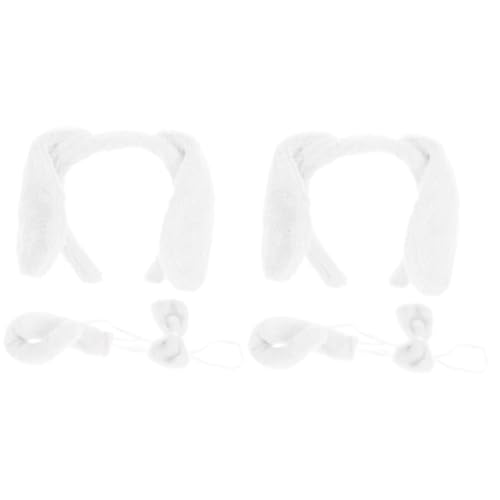 FOMIYES 2 Sätze Hundekostüm Set Plüsch Hundeohren Stirnband mit Schleife und Tierkostüm Zubehör für Halloween Karneval Cosplay Party Erwachsene von FOMIYES