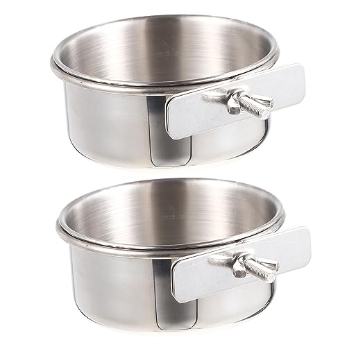 FOMIYES 2 Sätze Papageienschale Vogelkäfig-Wassernapf Wasserkäfigschalen mit Klemmhalterung Trink Gläser Wassergläser rostfreier Vogelhäuschen Zubehör für Sittichkäfige Langen Tier von FOMIYES