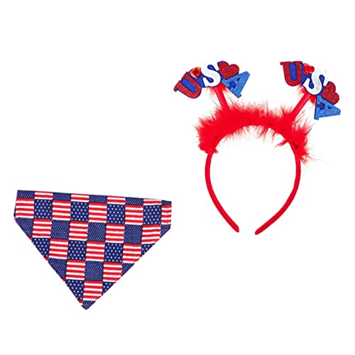 FOMIYES 2 Stk Dreieckstuch Für Haustiere Handtuch Stirnband Praktisches Haustier-stirnband Tiara-stirnband Bandana-stirnbänder Dekorationen Zum Unabhängigkeitstag Rot Flagge Bands 4 Stoff von FOMIYES