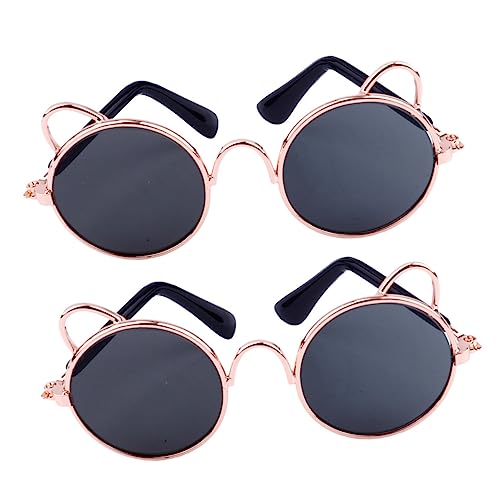 FOMIYES Hunde-Sonnenbrille Für Haustiere 2 Stück Lustige Katzenbrille Stabiler Edelstahlrahmen Modisches Haustier-zubehör Für Partys von FOMIYES