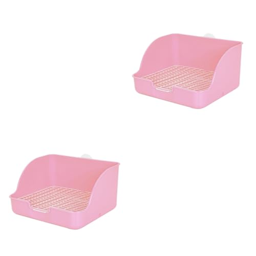 FOMIYES 2Er-Box Meerschweinchen Wurf Kaninchen Töpfchen Hasenstreu Haustier Hasenkäfig Toilette Hasentopf aus Plastik Anti-Fall Hamster Kaninchenkäfig Bettpfanne Reisen Kunststoff-Box Rosa von FOMIYES