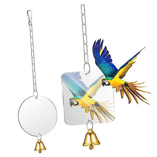 FOMIYES 2St Vogelspiegel mit Glocke 2tlg Vogelspielzeug für den Käfig Spielzeug für Sittiche Vogelkäfig Spielzeuge Spiegelspielzeug für Käfig Papageien-Acrylspiegel Vögel Vogel Spiegel von FOMIYES