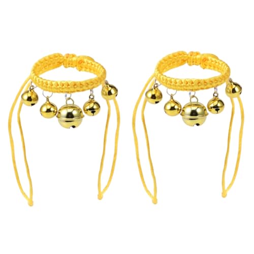 FOMIYES 2 Stück Verstellbares Haustierhalsband Glocke Und Halskette Handgewebt Hundeschmuck Stilvoll Gelb Größe FOMIYES 2 Stück Verstellbares Haustierhalsband Glocke Und Halskette Handgewebt Hundeschmuck Stilvoll Gelb Größe von FOMIYES