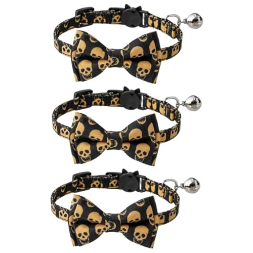 FOMIYES 3 Stück Halloween Katzen- Und Hundehalsband Haustierkostüme Halskette Mit Schleife Entzückendes Helles Haustierzubehör Für Partys von FOMIYES