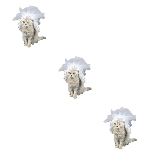 FOMIYES 3 Welpe Katzenhochzeitszubehör Hochzeitsschleier Prinzessinnenkronen Für Katzen Hochzeitsschleier Für Hochzeitskleid Weiß Braut von FOMIYES