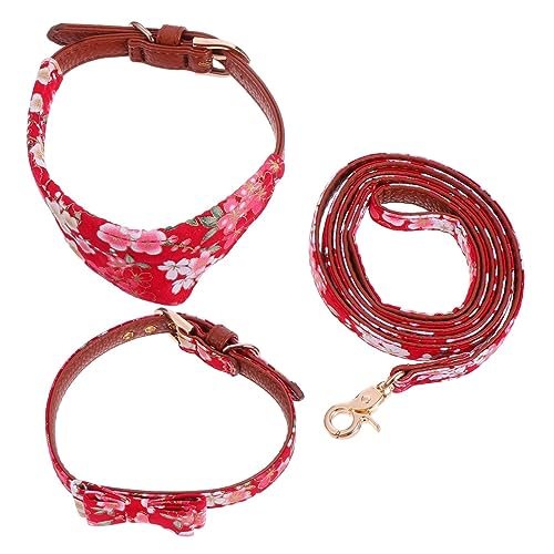 FOMIYES 3 Sets Haustierhalsband Leine Und Dreieckstuch Pu-Material Hunde-doppelset Verstellbar Für Größen von FOMIYES