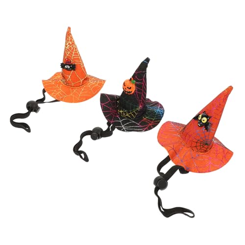 FOMIYES 3 Stück Hexenhüte für Haustiere Teiliges mit Verstellbarem Band für Hunde und Katzen Orangefarbenem Fledermausdesign Schwarzem Kürbis und Orangefarbenem Spinnennetz für Halloween FOMIYES 3 Stück Hexenhüte für Haustiere Teiliges mit Verstellbarem Band für Hunde und Katzen Orangefarbenem Fledermausdesign Schwarzem Kürbis und Orangefarbenem Spinnennetz für Halloween von FOMIYES