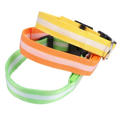 FOMIYES 3St Hundehalsband leucht Halsband hundepflege hundezubehör blinkende Hundehalsbänder Kätzchenhalsband blinkendes Haustierhalsband Halsband für Haustier Streifen Lampenperlen Nylon von FOMIYES