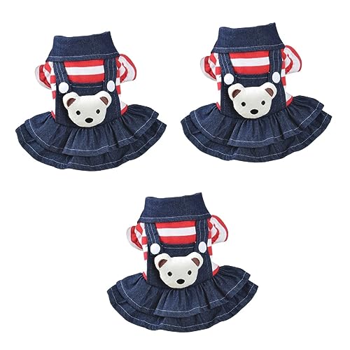 FOMIYES 3St edles Kleid ädchen Kleider Welpe Jeansmantel Weihnachtsmann-Kleid kleine Hunde-Outfits Strapskleid Outfit für ädchen Rock Kleidung Hundekleid Feder vierbeinige Hosen von FOMIYES