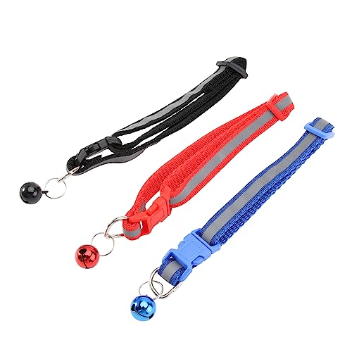 FOMIYES Hundehalsband 3-teilig Reflektierend Verstellbar Haustierhalsband Mit Glöckchen Für Katzen Welpen Und Hunde Von 19–32 cm Und Stil Kombiniert von FOMIYES