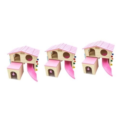 FOMIYES 3St winziges -Kit Spielzeug für Rennmäuse Chinchilla-Spielzeug Spielset aus Holz Hamster kleines Haustierhaus hölzern Kleine Tiere Zubehör Holzhaus Meerschweinchen Bambus von FOMIYES