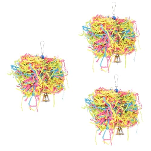 FOMIYES 3St Papagei Kauspielzeug Sittichfutter Kauspielzeug für Papageien Kauspielzeug für Sittiche Spielzeuge hängendes Papierspielzeug Papageienspielzeug der Vogel die Schaukel Grasball von FOMIYES