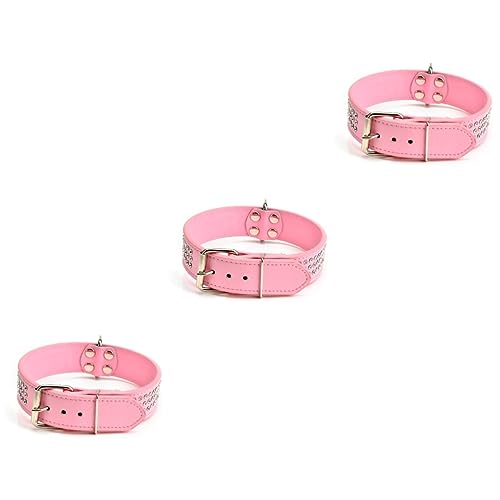 FOMIYES 3St hübsche Hundehalsbänder verstellbares Hundehalsband Perlmutt kleine Hundehalsbänder rosa Hundehalsband Strasssteine PU-Hundehalsband Strass hundehalsband Haustier Combo-Platte von FOMIYES