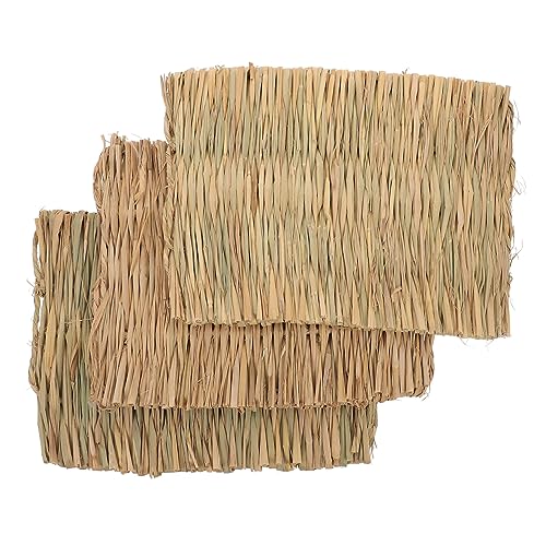 FOMIYES 3 Stücke Stroh Woven Gras Matte Bunny Bettwäsche Matte Haustier Stroh Matte Große Größe Stroh Matte Für Guinea Hamster von FOMIYES
