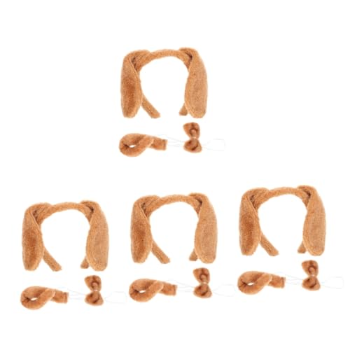 FOMIYES 4 Sätze Niedliches Hundekostüm Set für Plüsch Haarreif Schleife und Tierisches Cosplay Zubehör für Fasching Geburtstagsparty und Verkleidungsspiele von FOMIYES