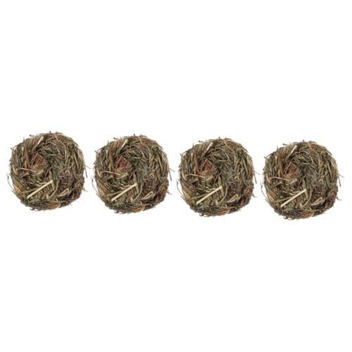 FOMIYES 4stücke Molar Grass Ball Für Kleintiere Natürliche Kauspielzeuge Für Kaninchen Chinchillas Und Meerschweinchen Beschäftigungsspielzeug Aus Heu Leckereien Für Gesunde Zähne von FOMIYES