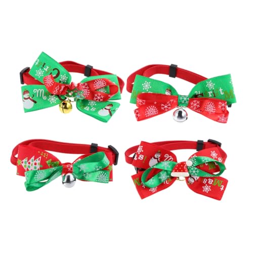 FOMIYES 4stücke Teiliges Farbenfrohe Weihnachts-hundehalsbänder Mit Glöckchen Verstellbare Und Dekorative Kragen Für Welpen Festliche Kostüme Für Haustiere Geschenkidee Für von FOMIYES