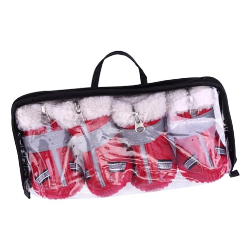 FOMIYES 4 Stück Herbst Winter Hundeschuhe Welpenstiefel Für Den Winter Zubehör Für Hundeschuhe rutschfeste Hundeschuhe Schneestiefel Für Welpen Geschenke Haustier Baumwolle Schuhschutz Rot FOMIYES 4 Stück Herbst Winter Hundeschuhe Welpenstiefel Für Den Winter Zubehör Für Hundeschuhe rutschfeste Hundeschuhe Schneestiefel Für Welpen Geschenke Haustier Baumwolle Schuhschutz Rot von FOMIYES