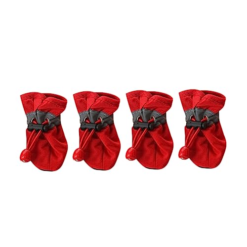 FOMIYES Bequeme Hundeschuhe 4 Stück Haustierstiefel Rot 2 Wetterfeste Hunderegenschuhe Abdeckung von FOMIYES
