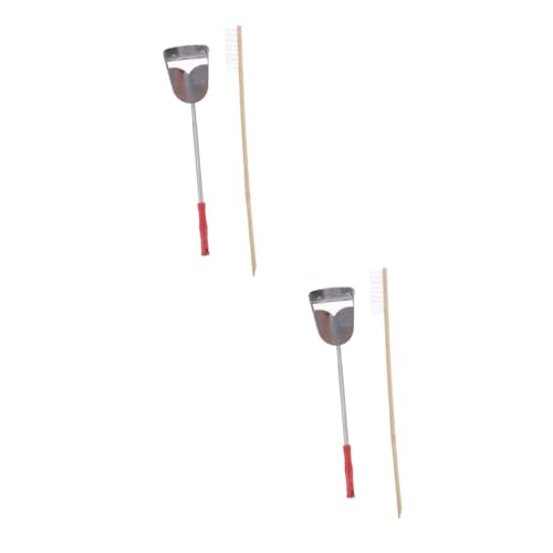 FOMIYES 4 Pcs Vogel Käfig Reinigung Pinsel Schaufel Set Holz Edelstahl für Effiziente von FOMIYES
